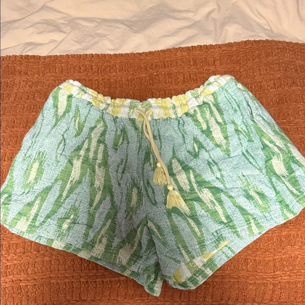 Aerie Green and yellow Patterned Shorts